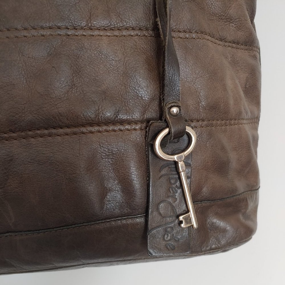 Amber Rose Pieced Patchwork Brown Leather Hobo Bag - image 3